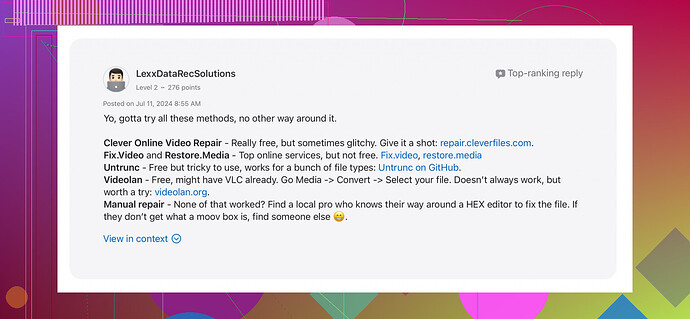 How do I fix a corrupted video file?